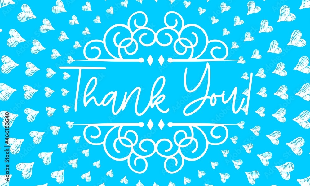 Fototapeta premium Thank You Card. Hand Written Lettering for Title, Heading, Photo Overlay, Wedding Invitation, Thank You Message