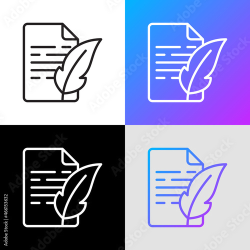 Letter with feather thin line icon. Modern vector illustration of retro style communication.