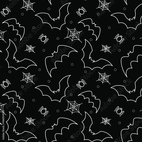 Pattern with bats, spiders and cobwebs.