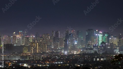 Amazing Metro Manila Skyline at Night, Buildings, CityScape, High Rise Ortigas Center, Bonifacio Global City, Makati City, Philippines photo