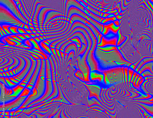 Psychedelic Rainbow Background LSD Colorful Wallpaper. Abstract Hypnotic Illusion. Hippie Retro Texture