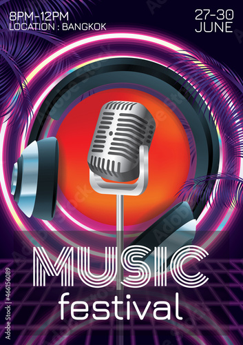 music festival poster for night party