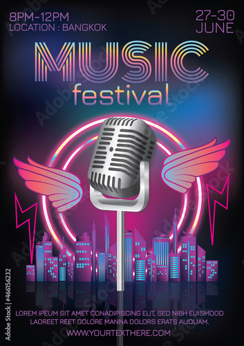 music festival poster for night party