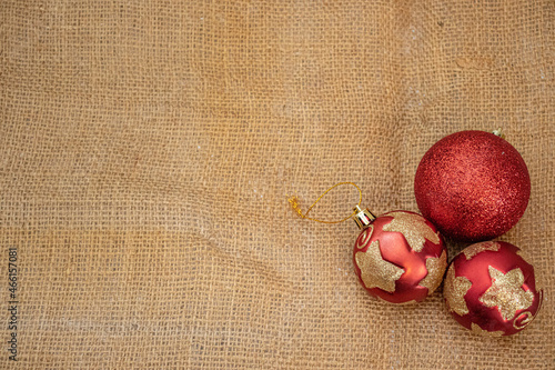 red christmas ball on sack
