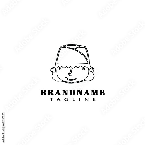 chef logo cartoon icon template black isolated vector illustration