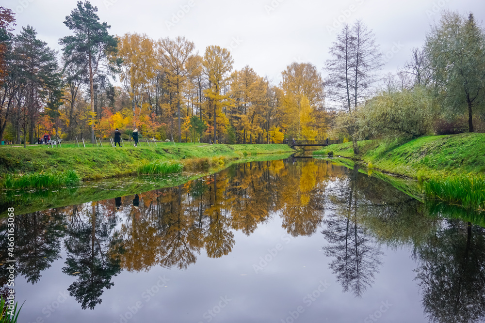 Beautiful autumn trees in pond reflection Beautiful autumn trees in pond reflection