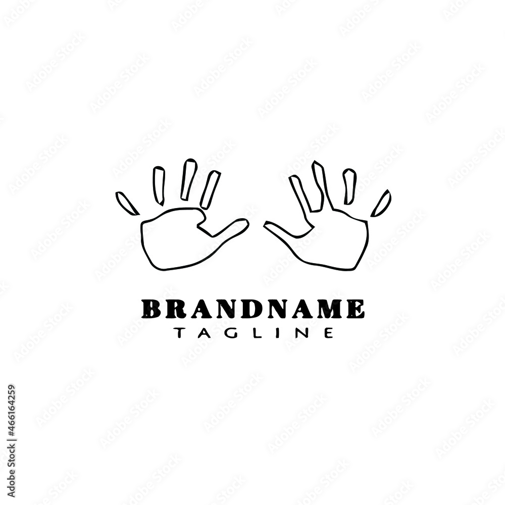 Fototapeta premium hand print logo cartoon icon design template black isolated illustration