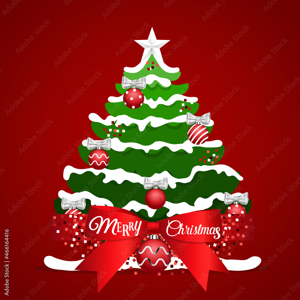 Decorated Christmas tree. Merry Christmas and Happy New Year background. Vector illustration. Decorated Christmas tree. Merry Christmas and Happy New Year background. Vector illustration.