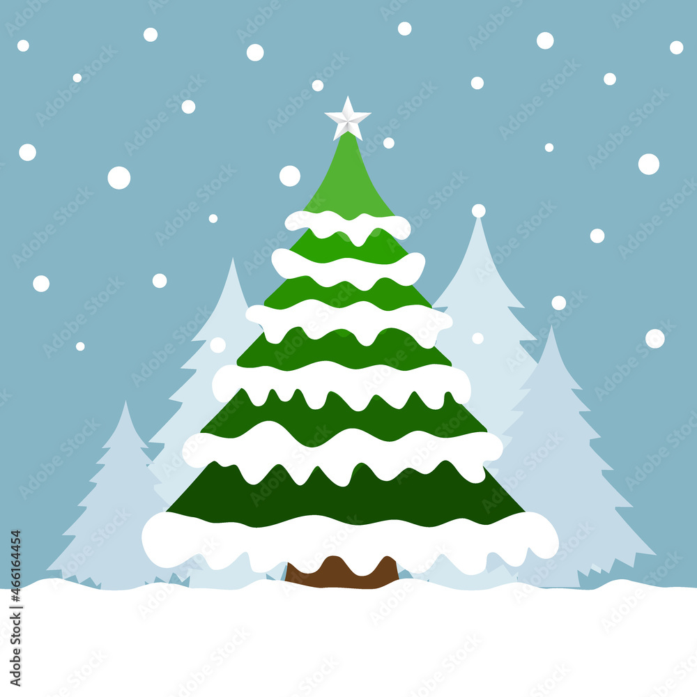 Christmas tree. Merry Christmas and Happy New Year background. Vector illustration.