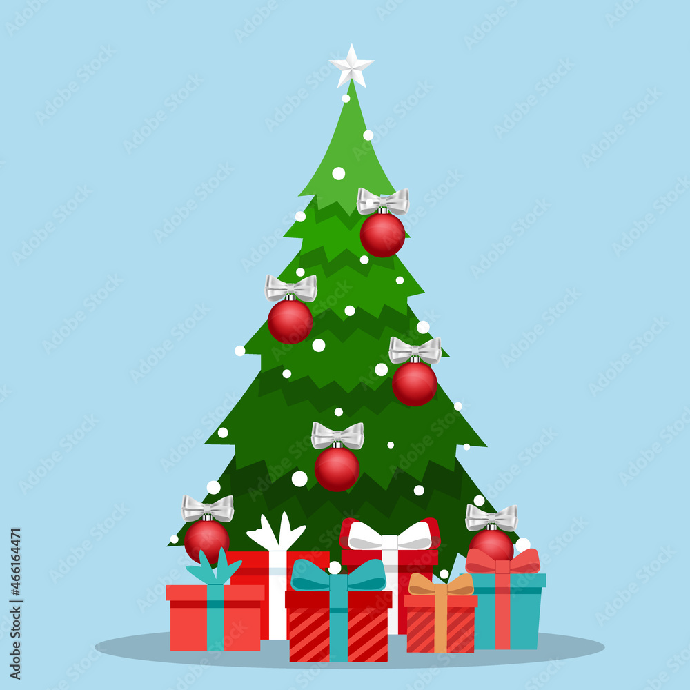 Decorated Christmas tree. Merry Christmas and Happy New Year background. Vector illustration. Decorated Christmas tree. Merry Christmas and Happy New Year background. Vector illustration.