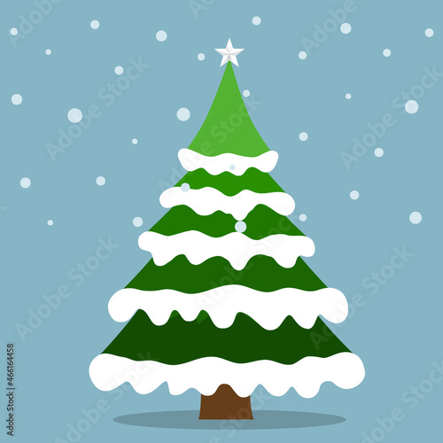 Decorated Christmas tree. Merry Christmas and Happy New Year background. Vector illustration.