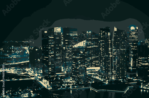Photography Digital Illustration of a city with buildings