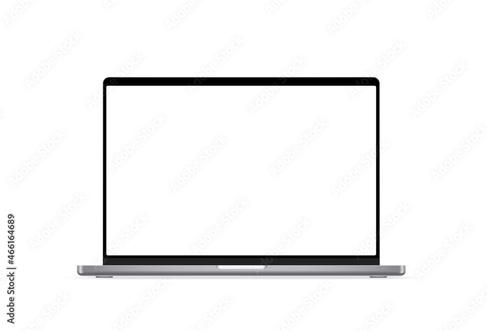 Modern laptop computer vector 3d mockup isolated on white background. Vector notebook photoreal detailed illustration Modern laptop computer vector 3d mockup isolated on white background. Vector notebook photoreal detailed illustration
