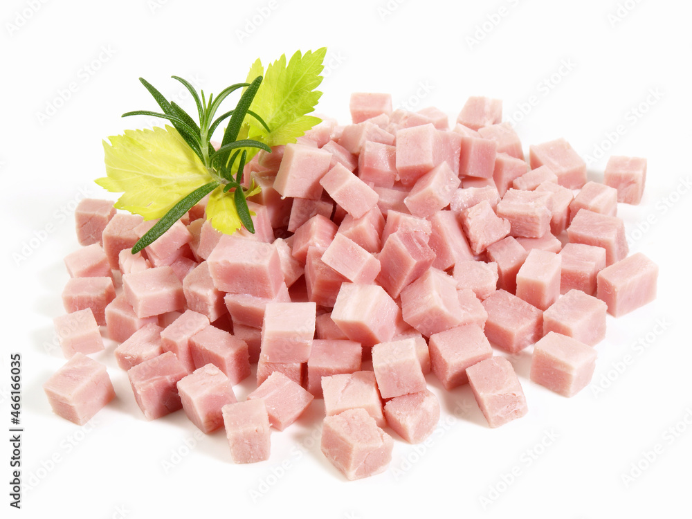 Ham Cubes on white Background - Isolated Ham Cubes on white Background - Isolated