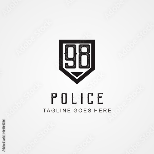 Number symbol design 98. Police special forces symbol with elegant classic number shape.