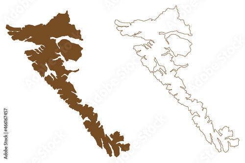 Moresby island (Canada, British Columbia Province, North America, Haida Gwaii Archipelago) map vector illustration, scribble sketch Moresby map