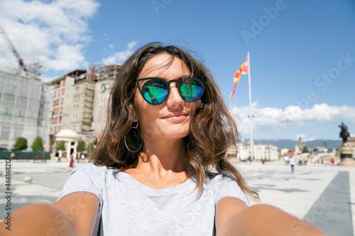 Beautiful young woman travels in North Macedonia