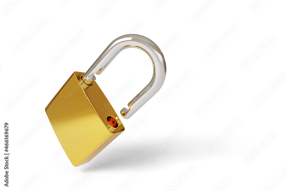 Open padlock isolated on white background. 3d illustration. Open padlock isolated on white background. 3d illustration.