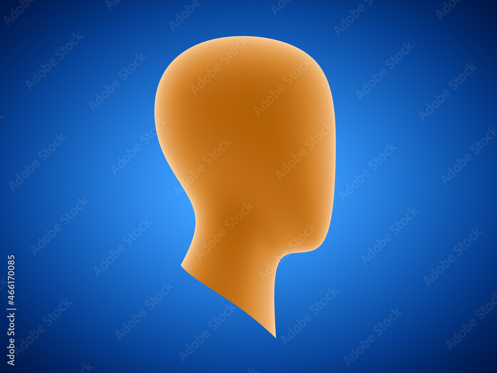 The orange head isolated on blue background. 3D Illustration. The orange head isolated on blue background. 3D Illustration.