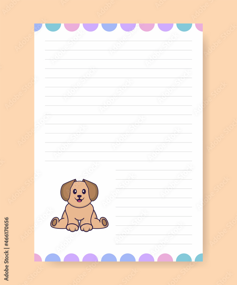 Planner page and to do list with cute dog. Cartoon vector illustration. Planner page and to do list with cute dog. Cartoon vector illustration.