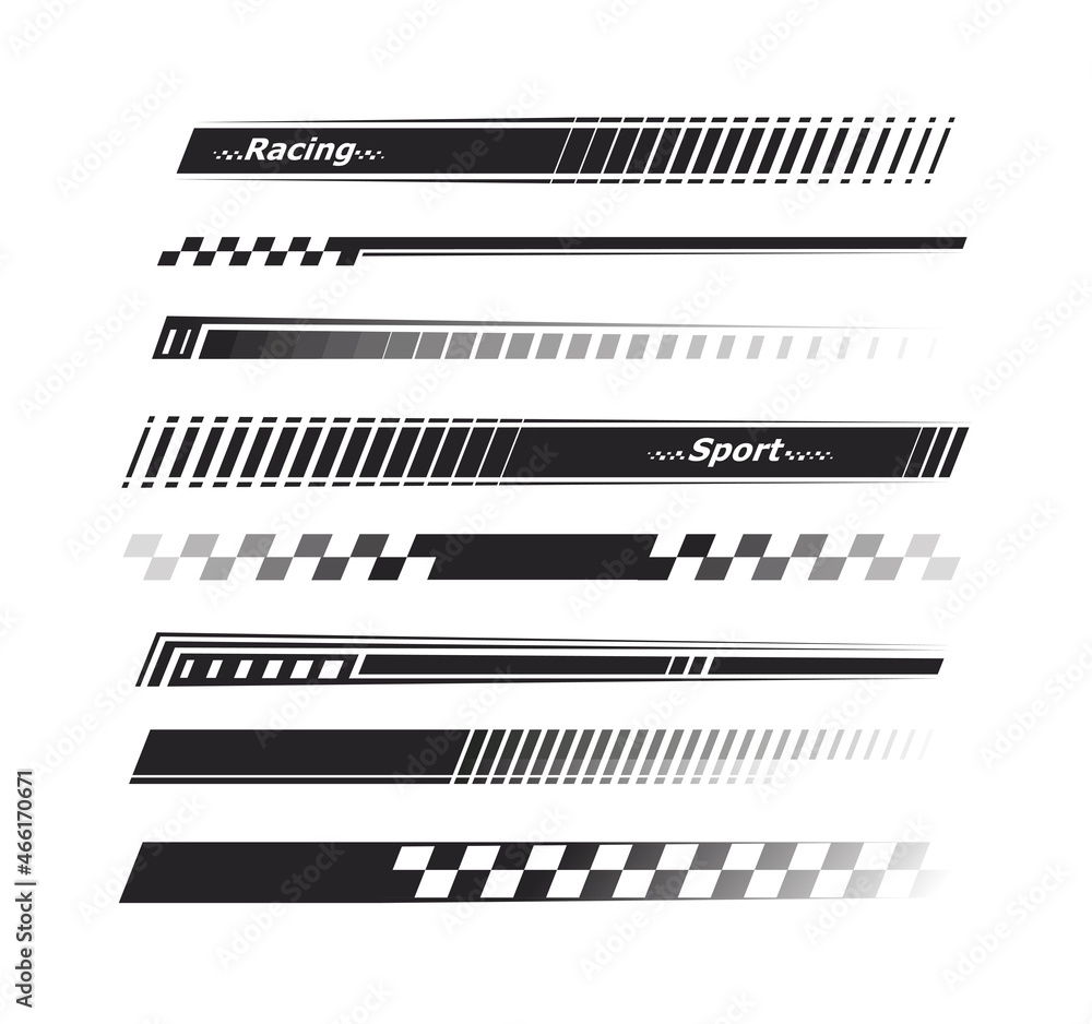 Vecteur Stock Sports stripes, car stickers black color. Racing decals for  tuning. | Adobe Stock