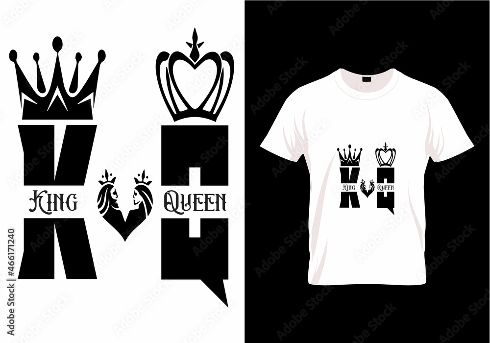 King Queen t-shirt design Stock Vector