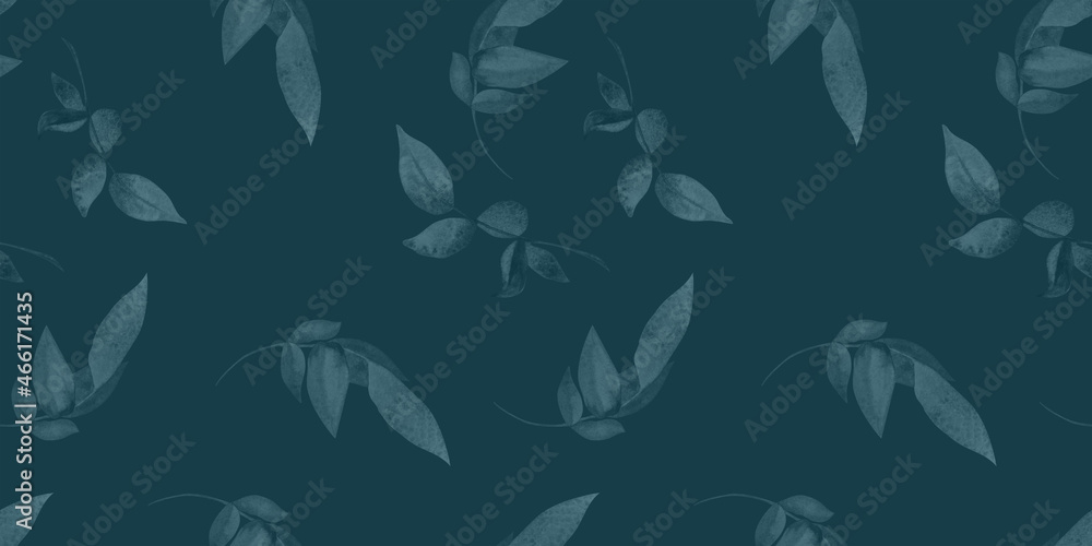 The pattern is seamless. Flying leaves. Watercolor Botanical illustration. Print for fabric. Pattern for design. Element. The pattern is seamless. Flying leaves. Watercolor Botanical illustration. Print for fabric. Pattern for design. Element.