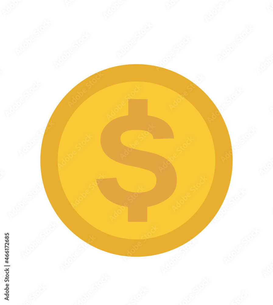 Dollar coin vector icon. Gold coin flat icon. Coin with dollar sign. Money symbol. Dollar coin vector icon. Gold coin flat icon. Coin with dollar sign. Money symbol.