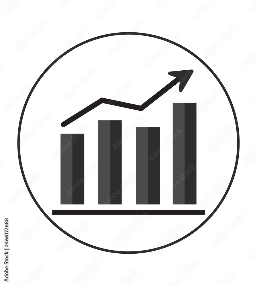 Graphic icon vector. Simple growth sign. Statistics growing graphic. Growing graph, bar chart, Flat icon Graphic icon vector. Simple growth sign. Statistics growing graphic. Growing graph, bar chart, Flat icon
