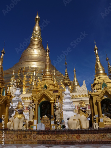 Yangon  Myanmar - november 2019  Shwedagon Pagoda  the most sacred Buddhist pagoda and religious site in Yangon  Myanmar  Burma 