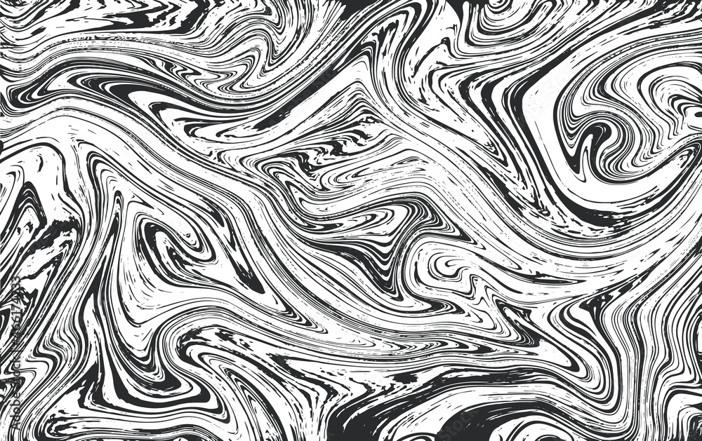Seamless abstract marble pattern, wood texture, watercolor marble pattern. White and black colors. Hand drawn vector background.