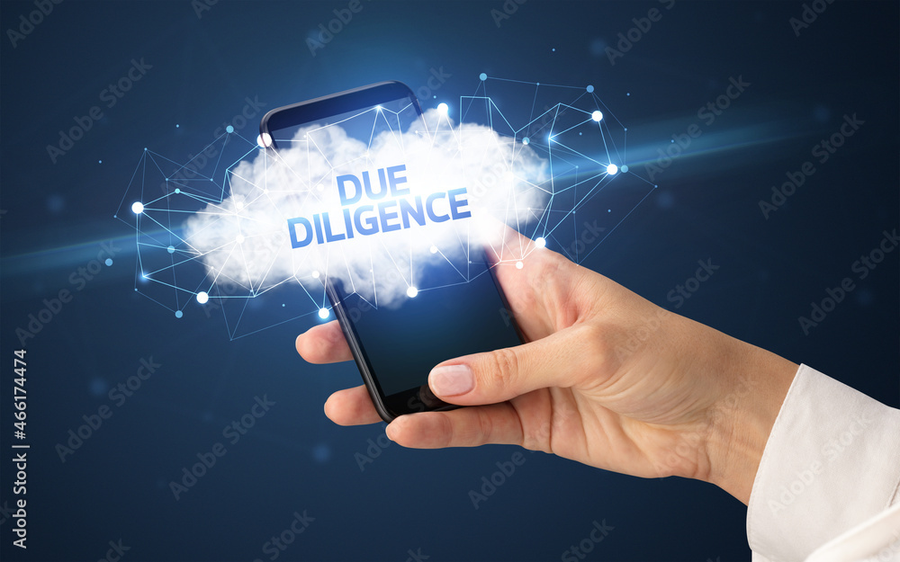 Hand using smartphone with cloud business concept Hand using smartphone with cloud business concept