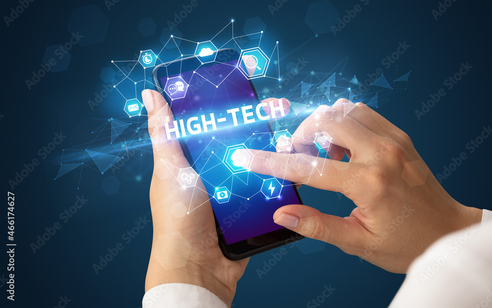 Hand using smartphone with technology concept Hand using smartphone with technology concept