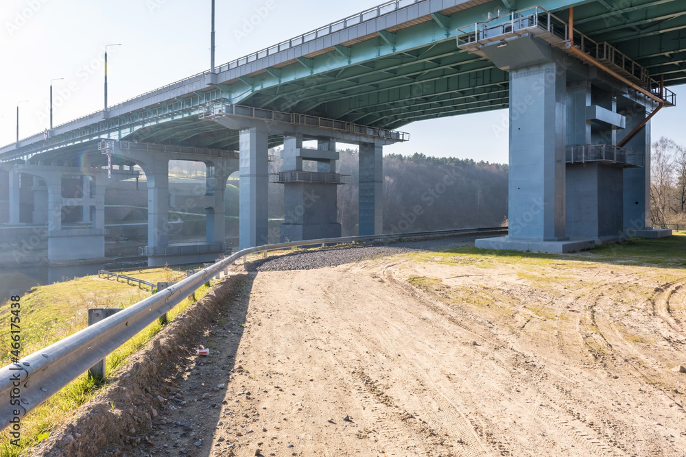 huge car bridge across the wide river