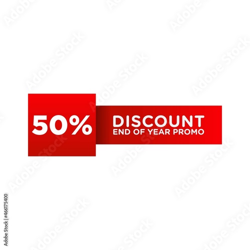 50% discount banner year-end promo. Sale banner template design.