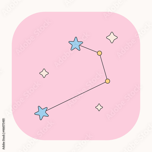 Cute Mystic boho astrology illustration. Hand drawn cartoon colorful horoscope element. Silhouette icon in doodle kawaii design. Esoteric icon on pink background. Vector Aries constellation art.	