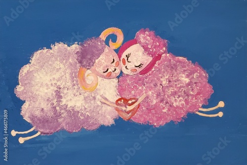 Painting with paints on canvas, acrylic, oil