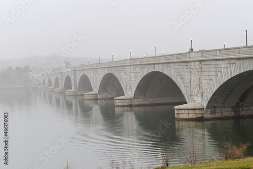 Memorial Bridge in a foggy morning - Washington DC United States