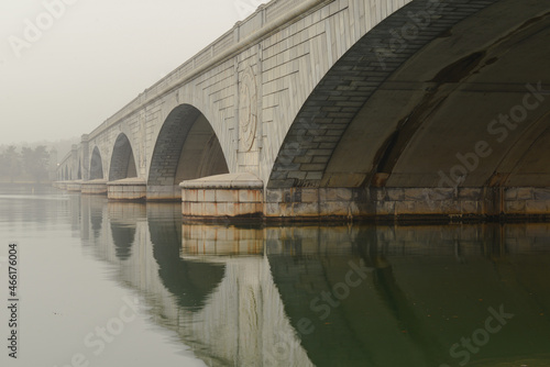 Memorial Bridge in a foggy morning - Washington DC United States