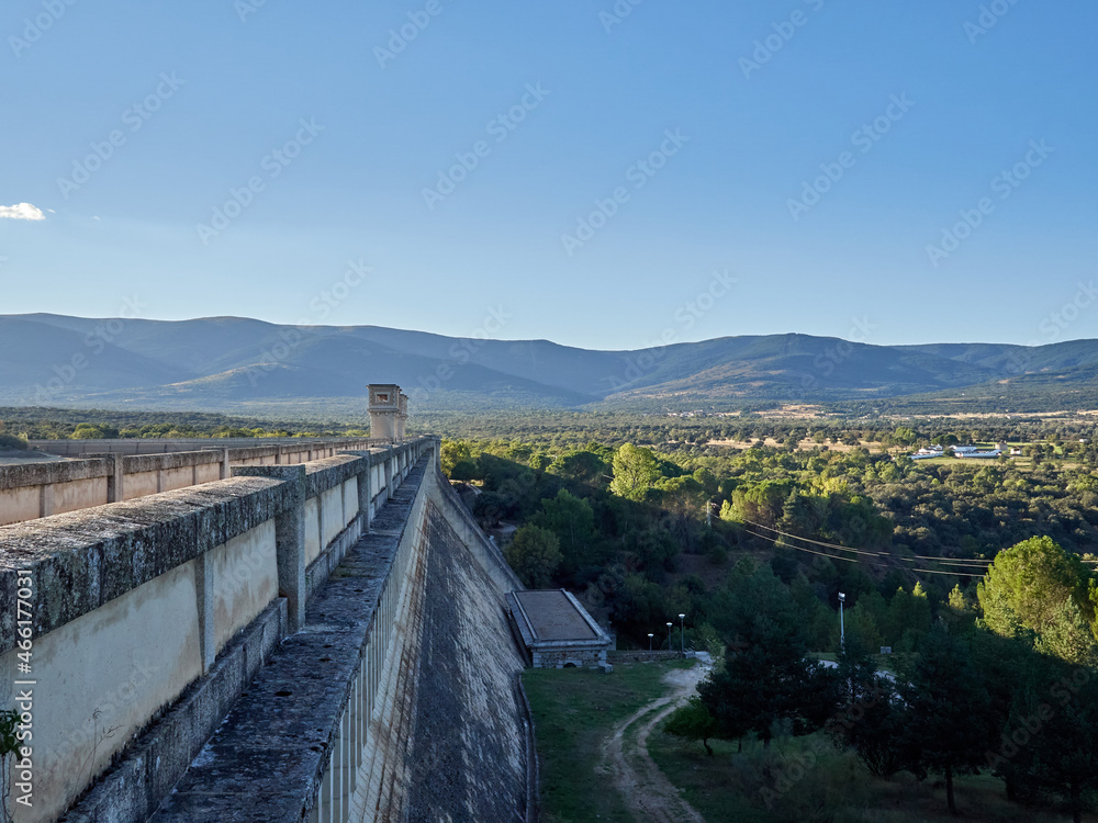Photography of Riosequillo dam. A dam of Canal de Isabel II located in Buitrago del Lozoya, Guadarrama mountains. Madrid, Spain Photography of Riosequillo dam. A dam of Canal de Isabel II located in Buitrago del Lozoya, Guadarrama mountains. Madrid, Spain