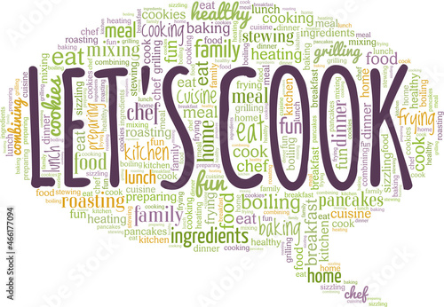 Let's Cook vector illustration word cloud isolated on white background.