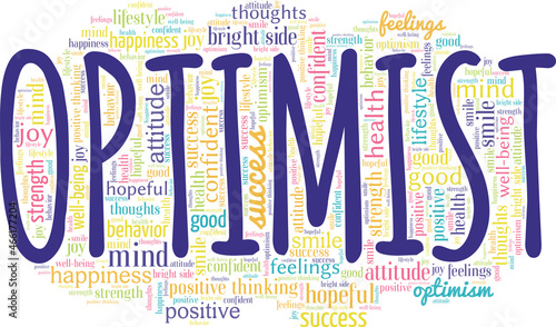 Optimist vector illustration word cloud isolated on white background.