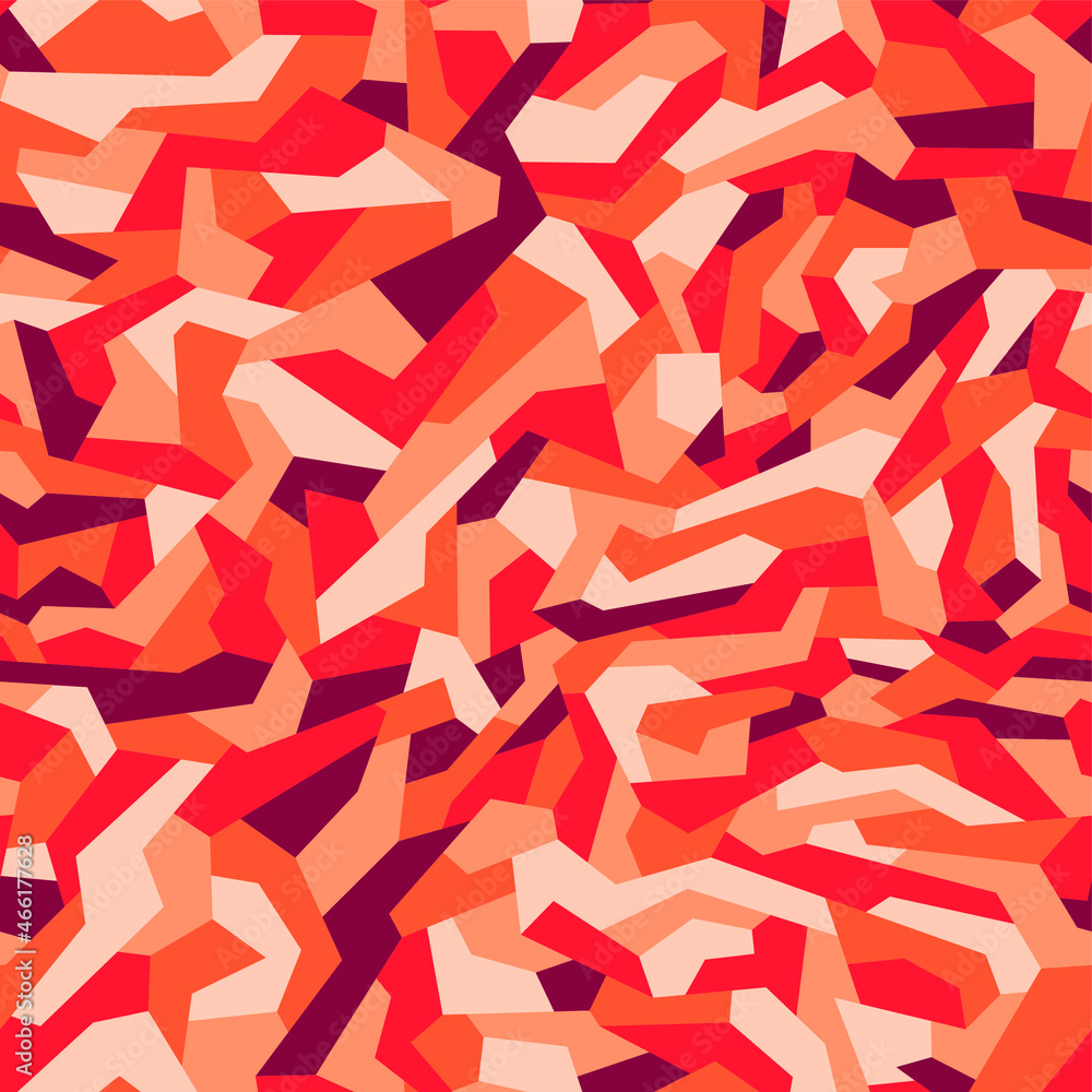 Foto auf Acrylglas mit Nahtloses Muster der geometrischen Tarnung. Abstrakter moderner militärischer Camo-Hintergrund von Polygonen für Textil- und Vinylverpackungsdruck. Endlose Vektorillustration. #466177628
