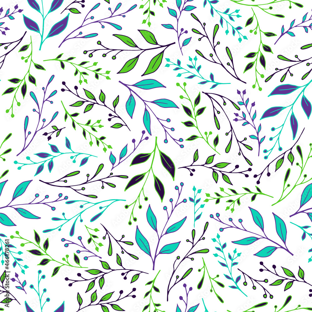 Summer twig seamless pattern design. Modern berry Summer twig seamless pattern design. Modern berry