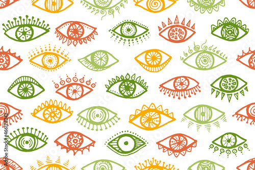 Hand drawn female eyes colorful repeatable