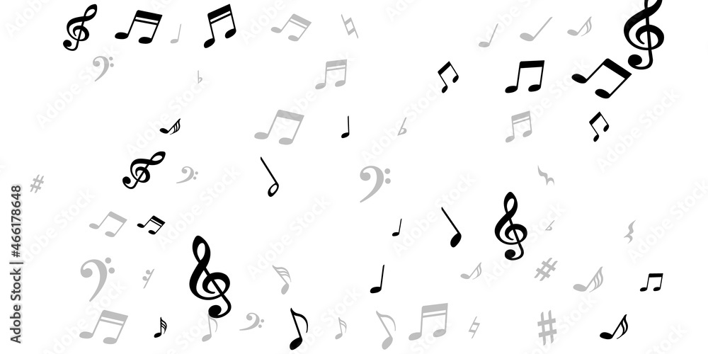 Music notes flying vector background. Symphony