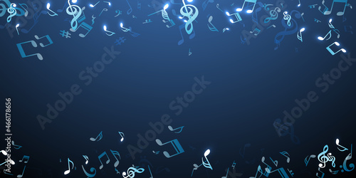 Musical notes flying vector background. Sound