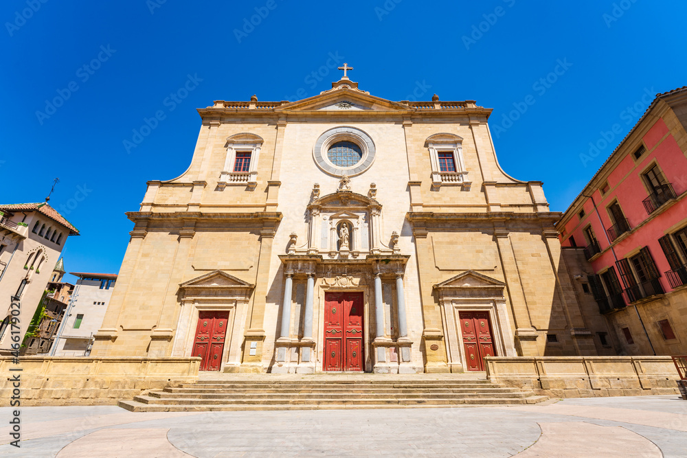 Low angle view of Saint Peter Cathedral in Vic, Spain