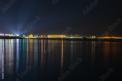 the city of Nizhny Novgorod glows at night