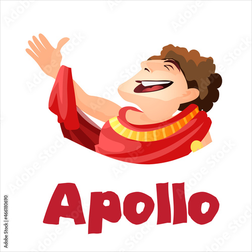 Greek or Roman god of archery music and dance. Apollo vector isolated, male character with harp mythology and legends. Zeus son theology Olympus mount dweller medicine and healing youth patronage